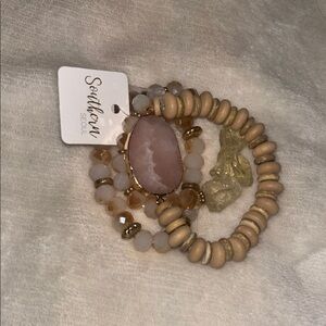 Pink and Gold Beaded Bracelet Set
